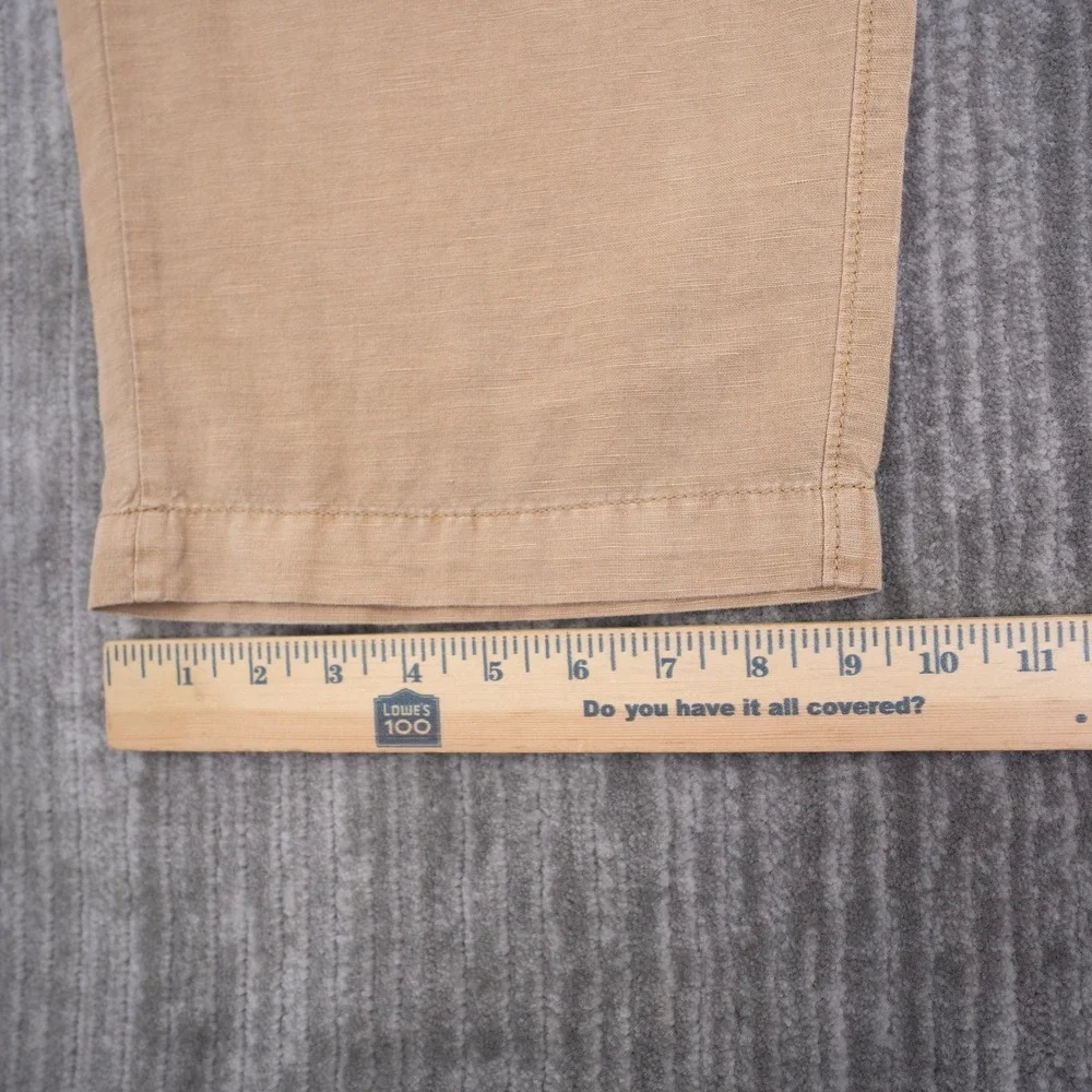 Lucky Brand Mens XXL Tan Linen Cotton Blend Elastic Drawstring Straight Pants